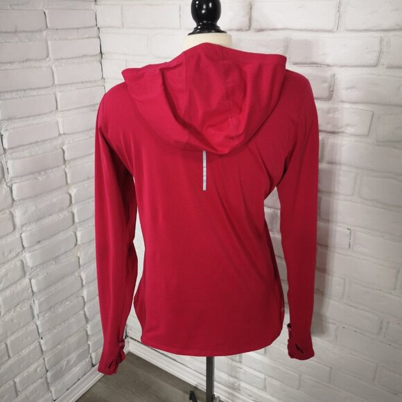 Nike Running Dri-Fit Ladies Size Large Hot Pink V-neck Kangaroo Pocket Hoodie - Picture 2 of 14